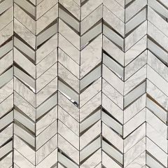 Mystique Grey & Silver Chevron Mosaic Tiles for kitchen splashbacks - Large swatch